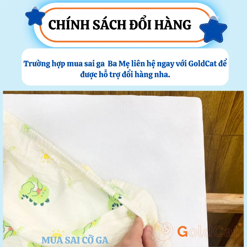 Ảnh Ga Cũi Cho Bé GOLDCAT Chất Liệu Muslin 100% Cotton Cao Cấp Mềm Mát, Viền Chun Ôm Đệm, Kích Thước Đa Dạng 4