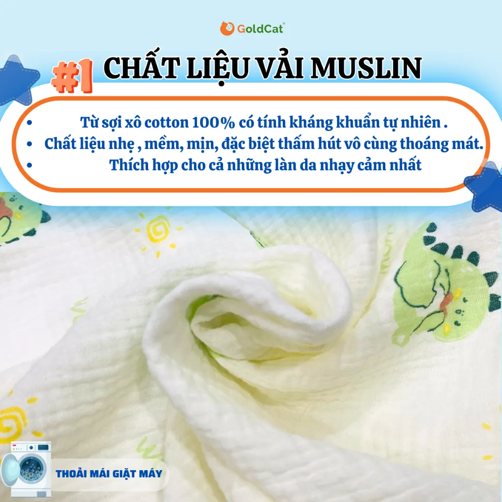 Ảnh Ga Cũi Cho Bé GOLDCAT GCC Chất Liệu Cotton Mềm Mát Dùng Cho Đệm Dày 5-10cm, Giặt Máy Thoải Mái 3