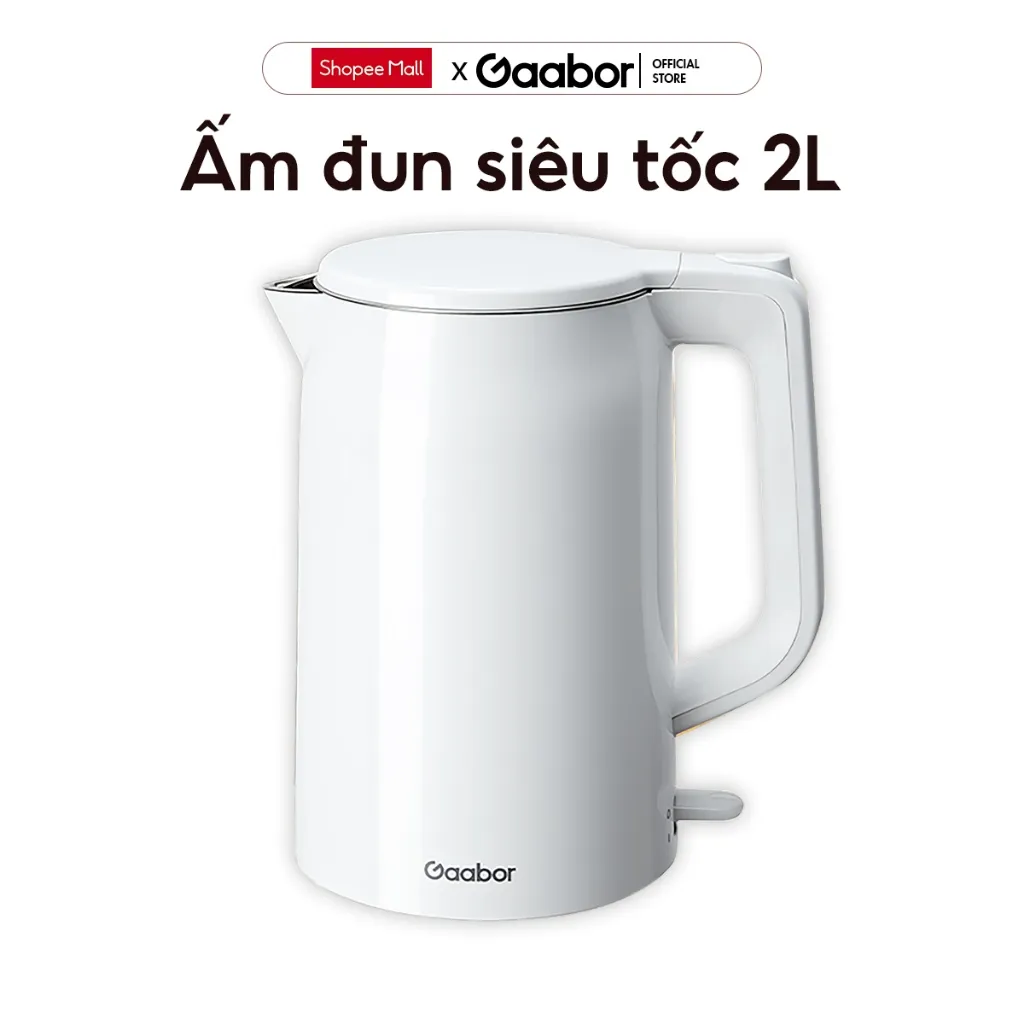 Ảnh Gaabor ấm siêu tốc 2L bình đun công suất 1500W cao cấp ấm đun inbox 304 cách nhiệt EK20M-WH01A 1
