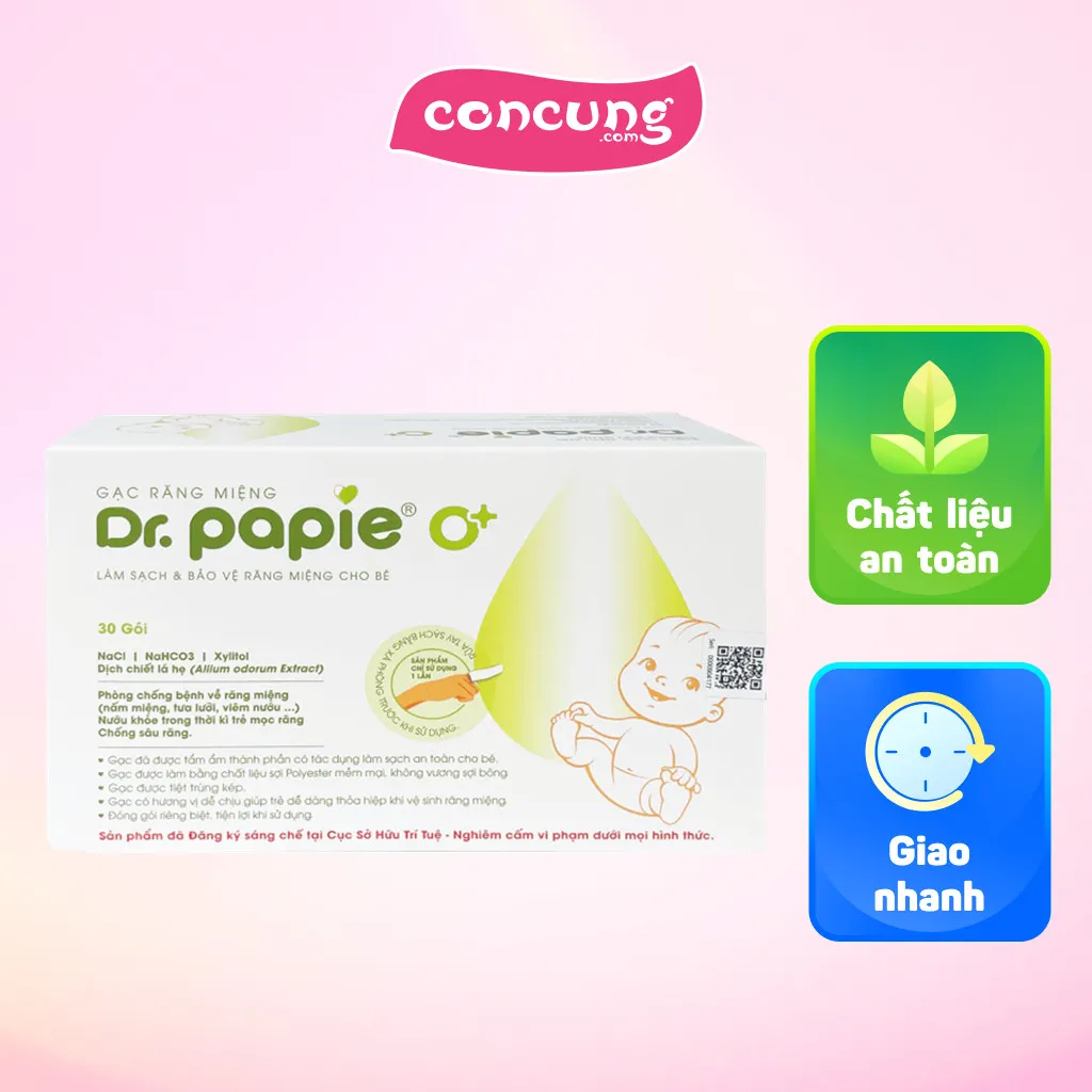 Ảnh Gạc răng miệng Dr.Papie vệ sinh răng miệng cho bé 30 miếng/hộp 1