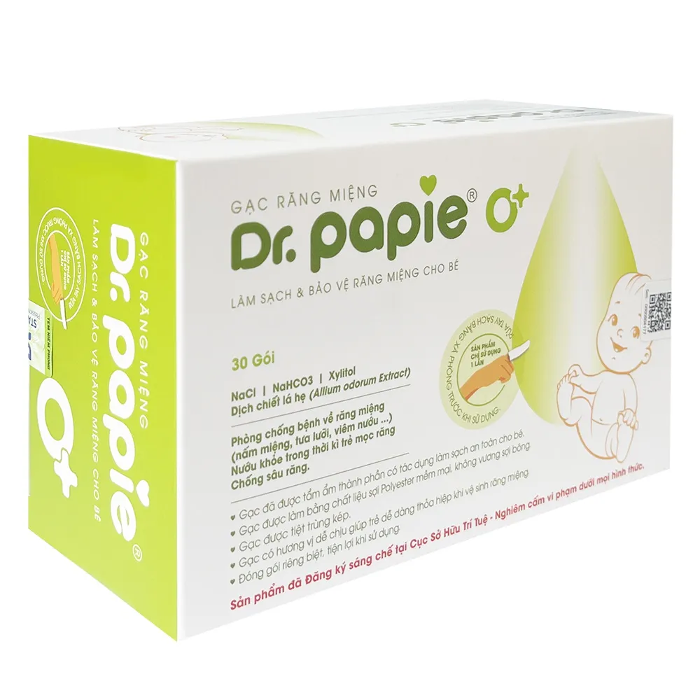 Ảnh Gạc răng miệng Dr.Papie vệ sinh răng miệng cho bé 30 miếng/hộp 2