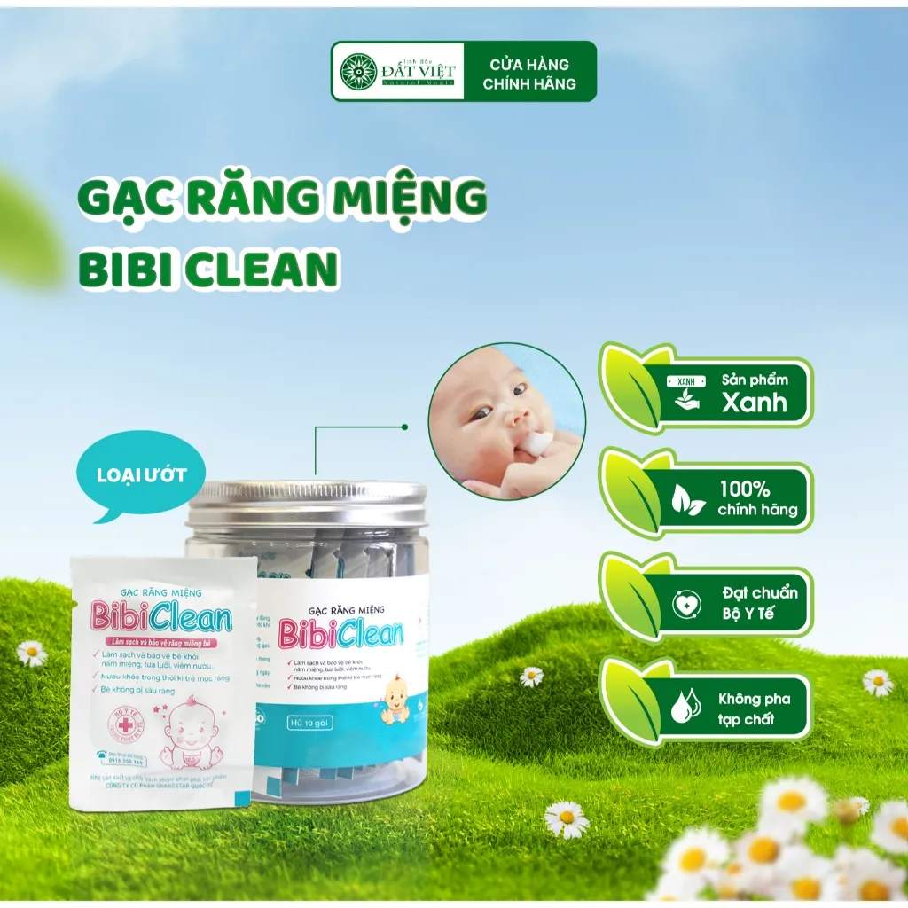 Ảnh Gạc rơ lưỡi cho bé sơ sinh Bibiclean hộp 10 gói - Giúp làm sạch răng, khoang miệng cho bé, an toàn 1