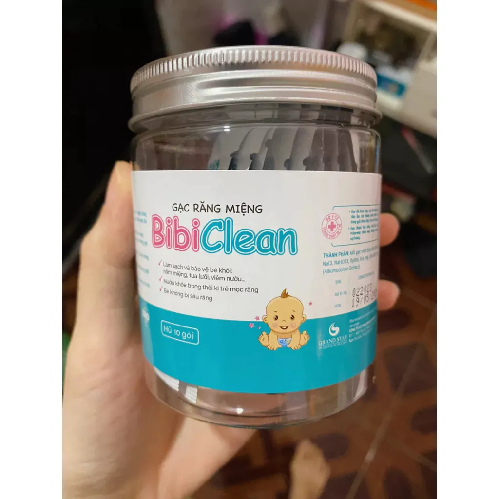 Ảnh Gạc rơ lưỡi cho bé sơ sinh Bibiclean hộp 10 gói - Giúp làm sạch răng, khoang miệng cho bé, an toàn 4
