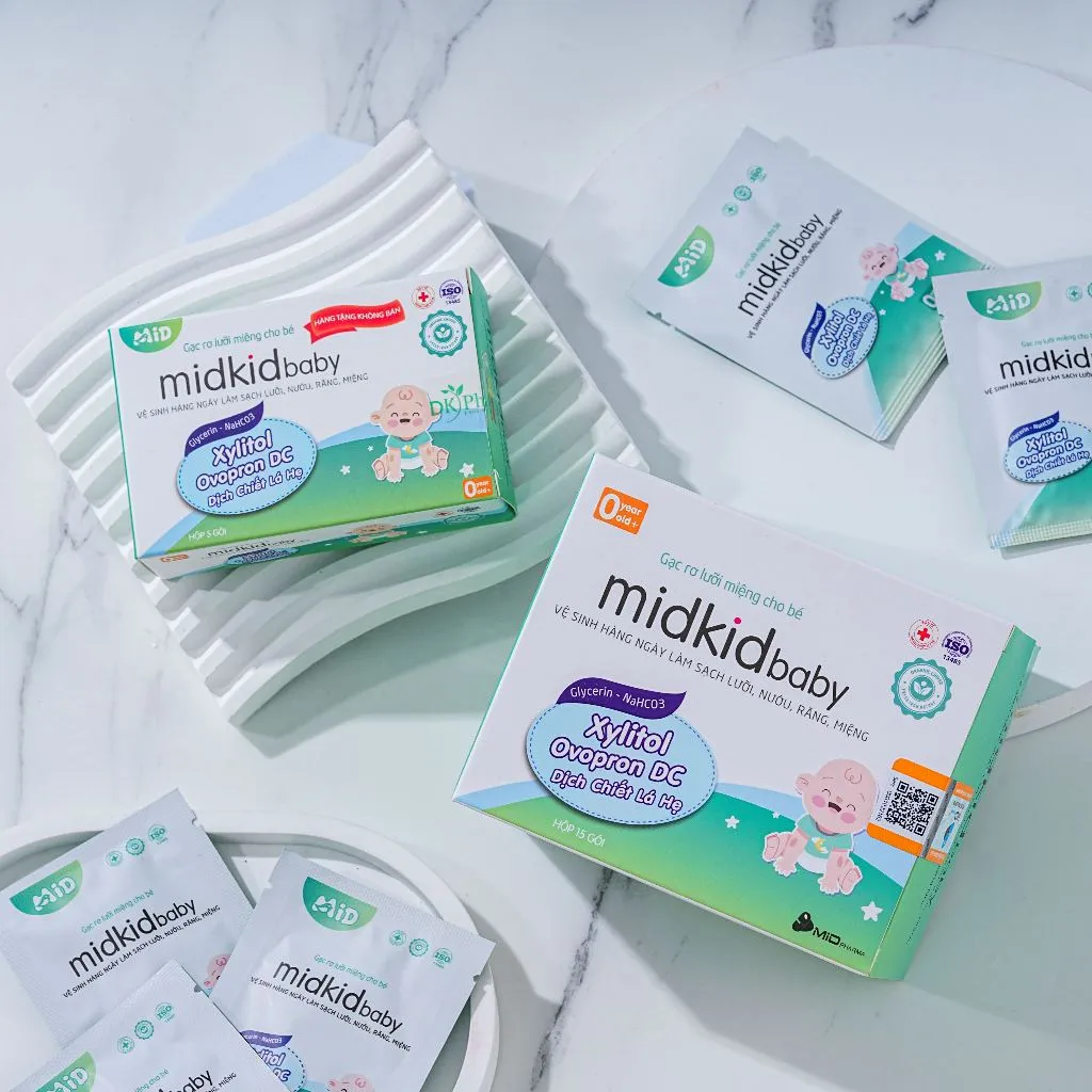 Ảnh Gạc rơ lưỡi MidkidBaby hộp 15 gói cho bé sơ sinh giúp làm sạch khoang miệng - Tặng Bàn chải xỏ ngón 3
