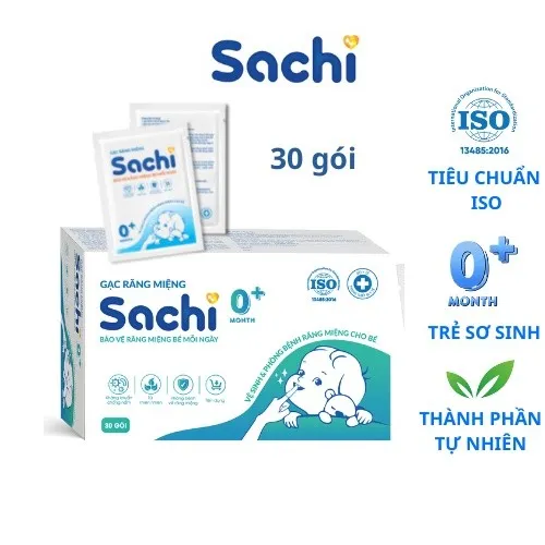 Ảnh Gạc rỡ lưỡi SACHI kháng khuẩn, chống nấm bảo vệ lưỡi, nướu răng miệng cho bé, Hộp 30 gói 2