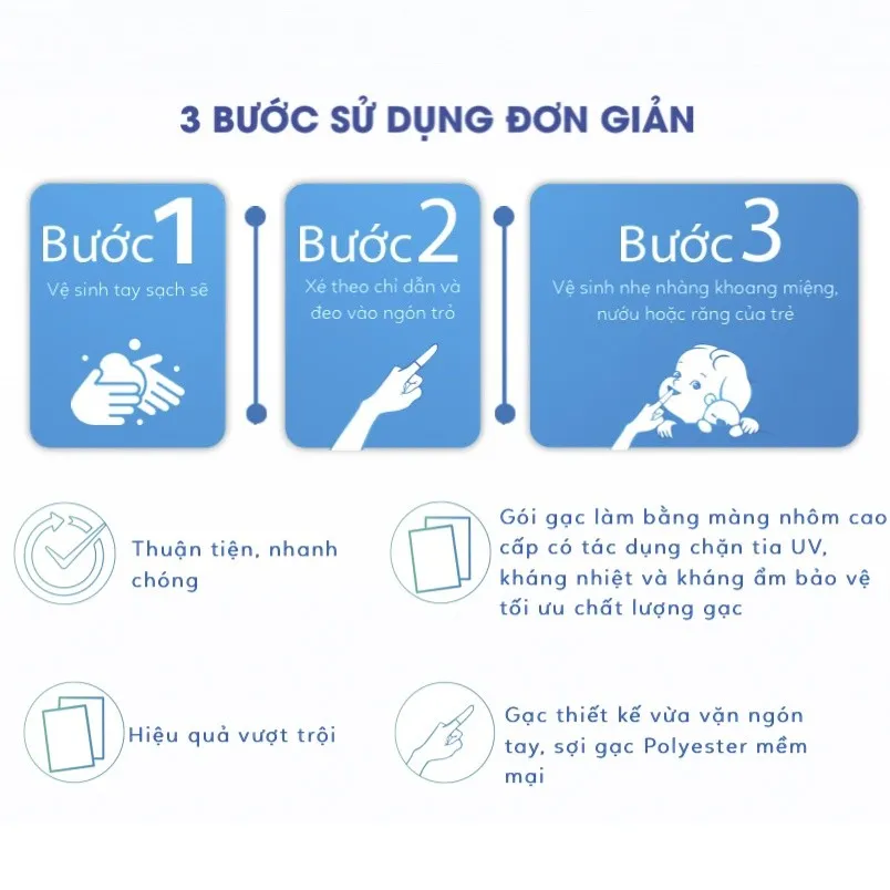 Ảnh Gạc rỡ lưỡi SACHI kháng khuẩn, chống nấm bảo vệ lưỡi, nướu răng miệng cho bé, Hộp 30 gói 4
