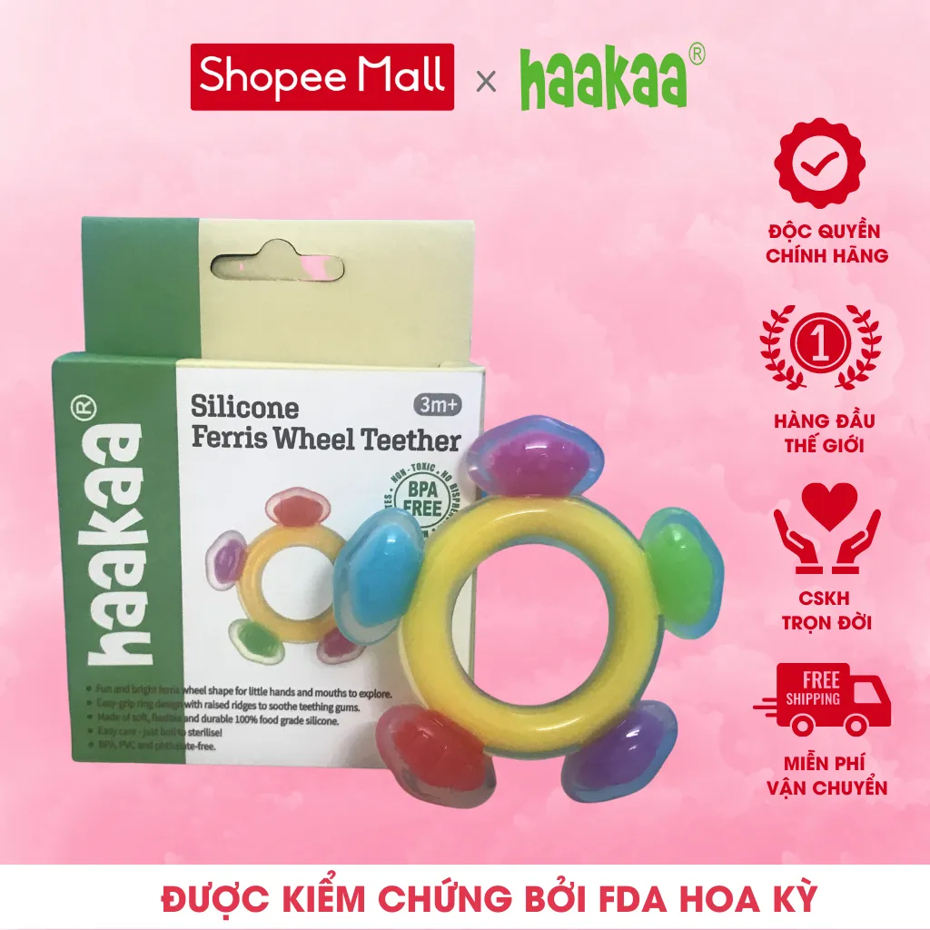 Ảnh Gặm Nướu Cho Bé Hình Bánh Xe Haakaa, New Zealand. Chất Liệu Silicone Cao Cấp, Chứng Nhận An Toàn FDA 3