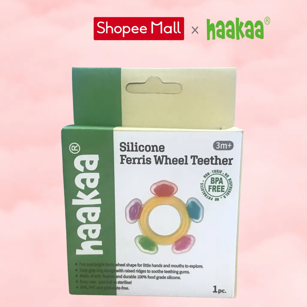 Ảnh Gặm Nướu Cho Bé Hình Bánh Xe Haakaa, New Zealand. Chất Liệu Silicone Cao Cấp, Chứng Nhận An Toàn FDA 4
