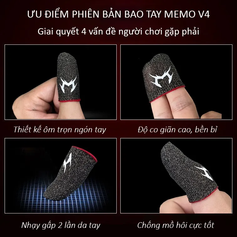 Ảnh Găng chơi game ff MEMO gaming carbon sợi bạc chống mồ hôi bao tay freefire pubg liên quân mobile cho điện thoại 4