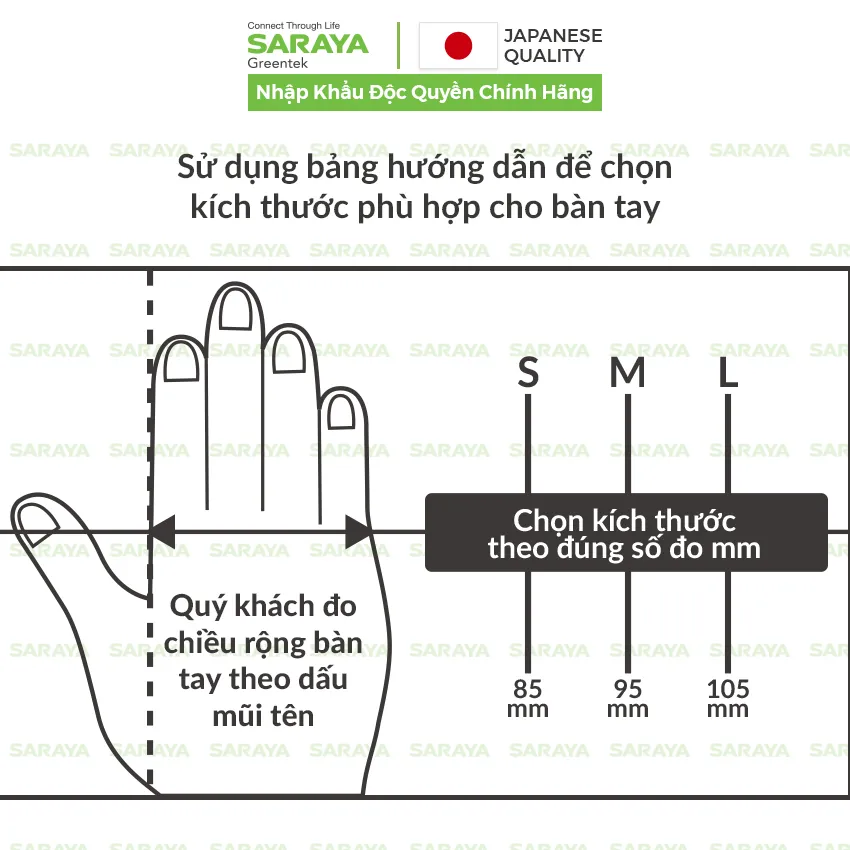 Ảnh Găng tay cao su Saraya Nitrile Alpha, Không Bột, Màu Xanh Tím, dùng trong thực phẩm, vệ sinh y tế - 200 Chiếc/Hộp 3