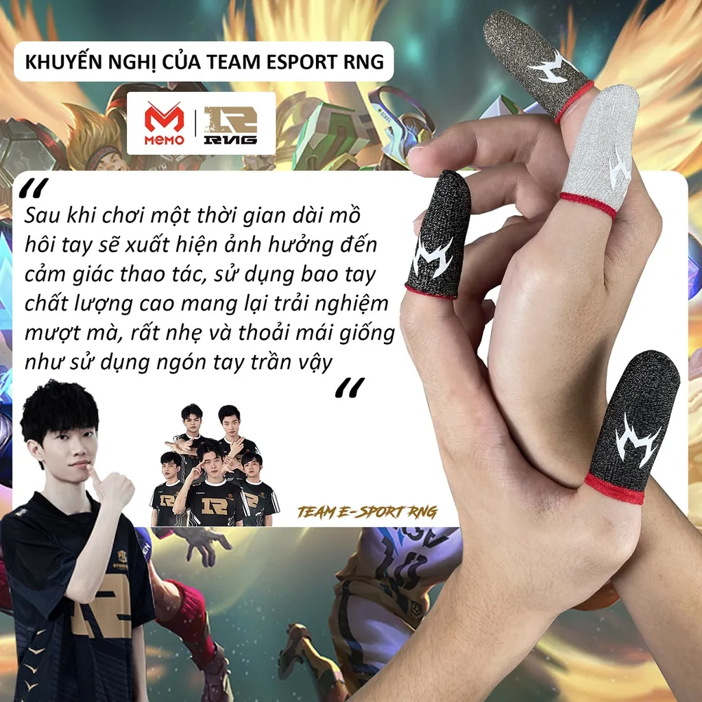 Ảnh Găng tay chơi game MEMO chống mồi hôi ngón tay bao tay cảm ứng 2 ngón chơi Liên Quân mobile FF PUBG ROS trên điện thoại 4
