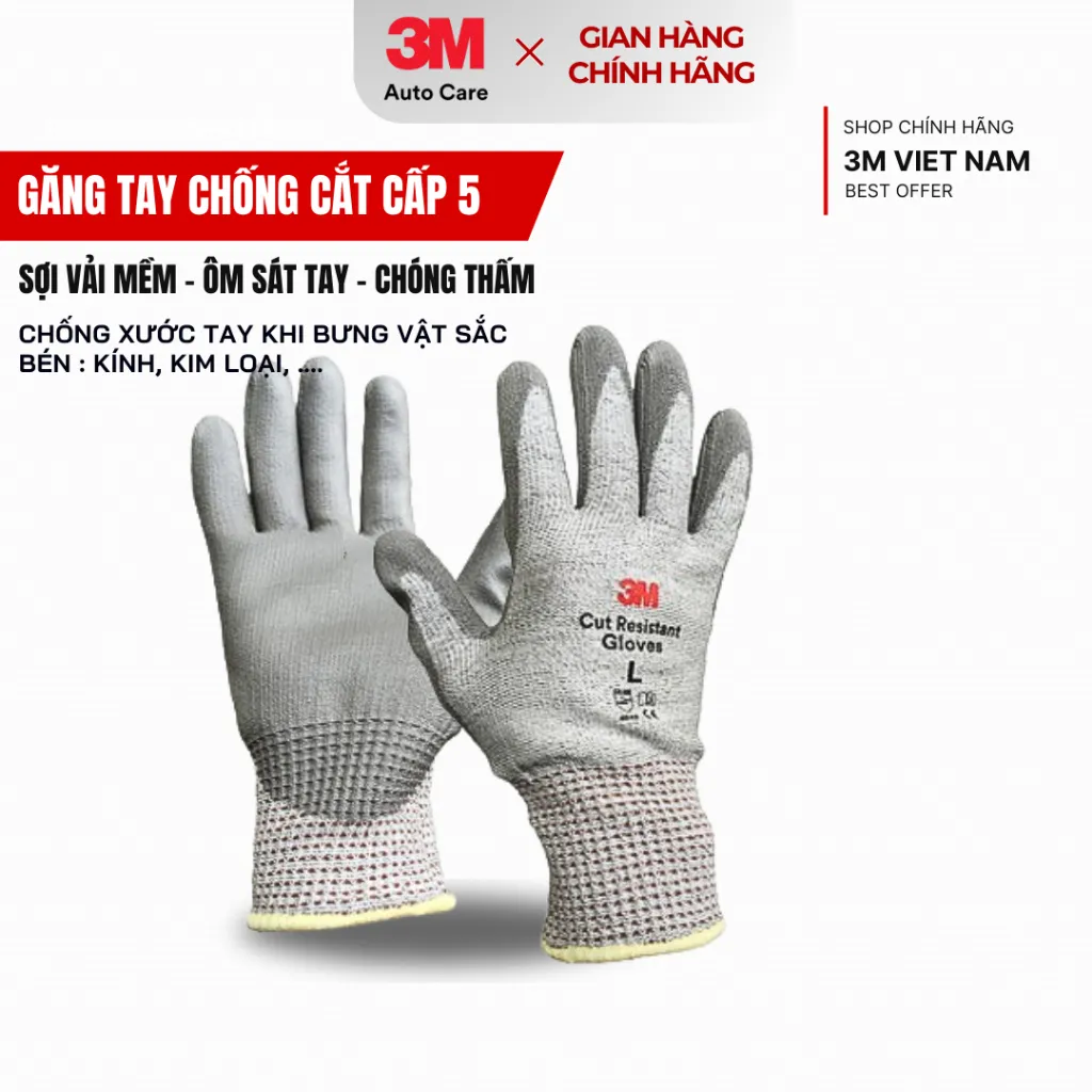Ảnh Găng tay chống cắt cấp độ 5 3M™ GTCC - Ứng dụng cầm, bưng bê vậy sắc nhọn kính, kim loại,... 1