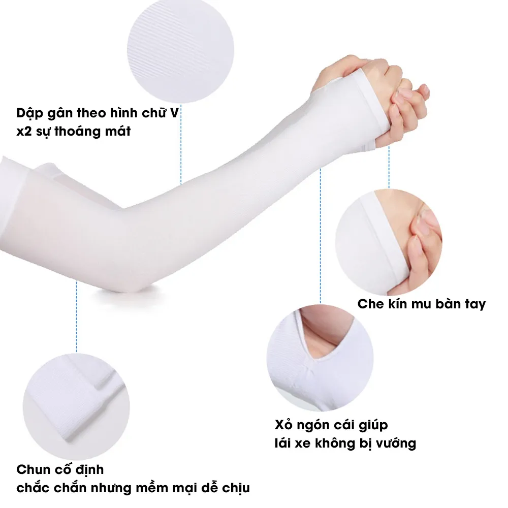 Ảnh Găng tay chống nắng xỏ ngón, bao tay che nắng lái xe ô tô cho nam nữ đi phượt ngăn UV, phụ kiện xe hơi Tâm Luân 3