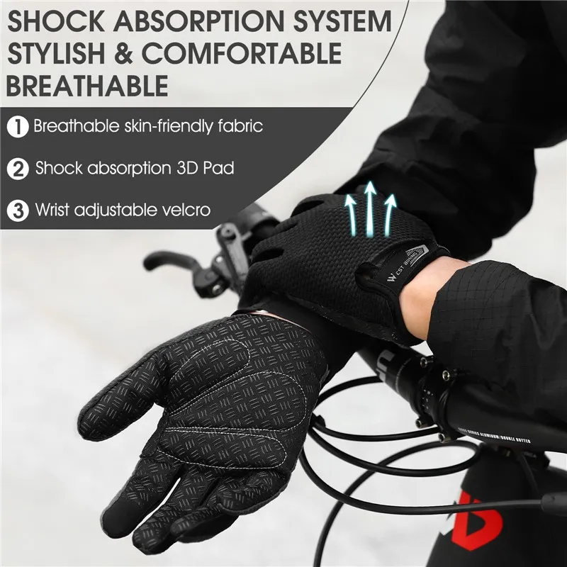Ảnh Găng tay WEST BIKING thoáng khí lái xe máy đi xe đạp chống trượt thời trang nam 4