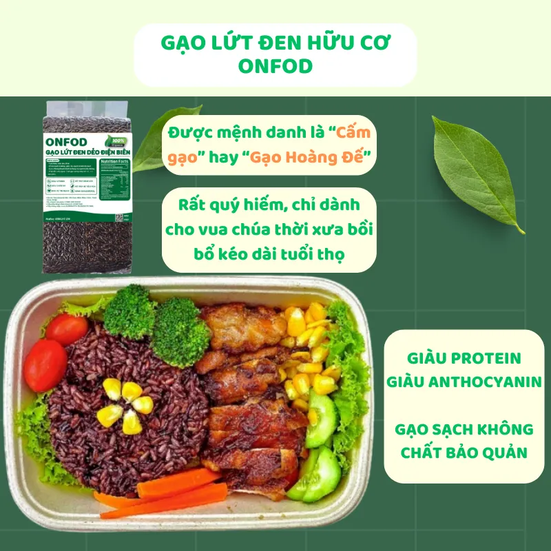Ảnh Gạo lứt đen dẻo điện biên organic ONFOD dành cho người giảm cân, thực dưỡng, ăn kiêng, tiểu đường, béo phì 500g 1kg 4