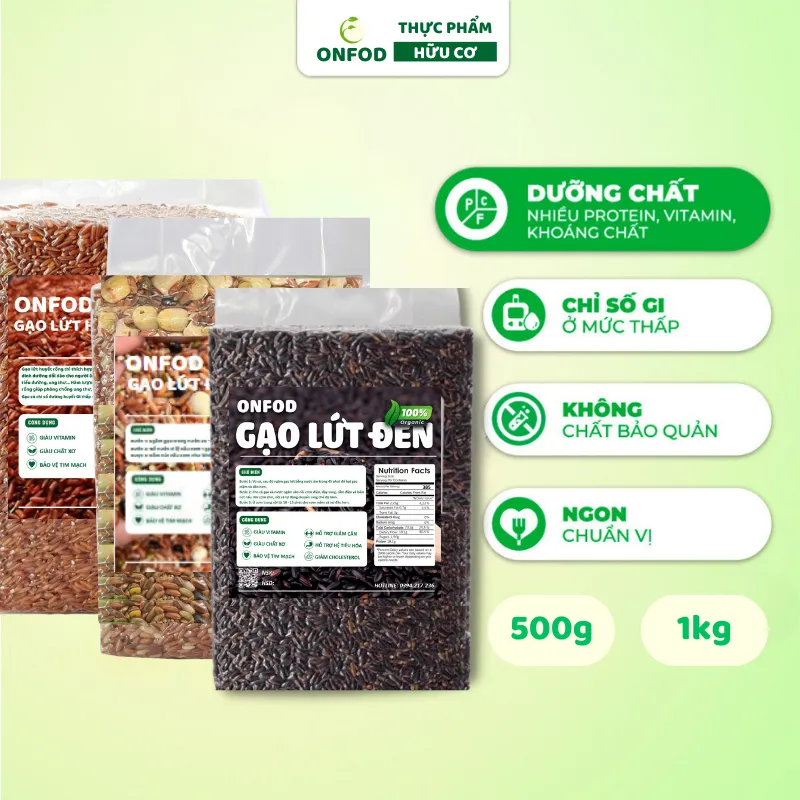 Ảnh Gạo lứt đen dẻo điện biên, gạo lức huyết rồng, gạo st25, gạo nương tím tây bắc ONFOD giảm cân eat clean 4