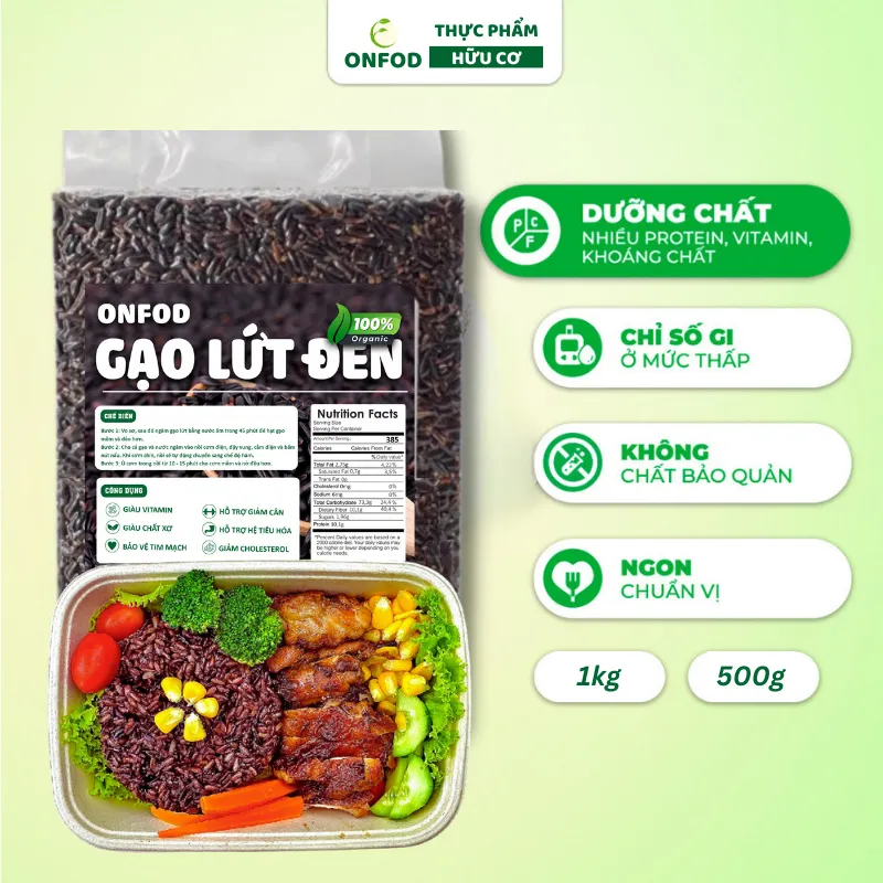 Ảnh Gạo lứt đen hữu cơ ăn kiêng giảm cân healthy eatclean thực dưỡng 500g 1kg - onfod 3