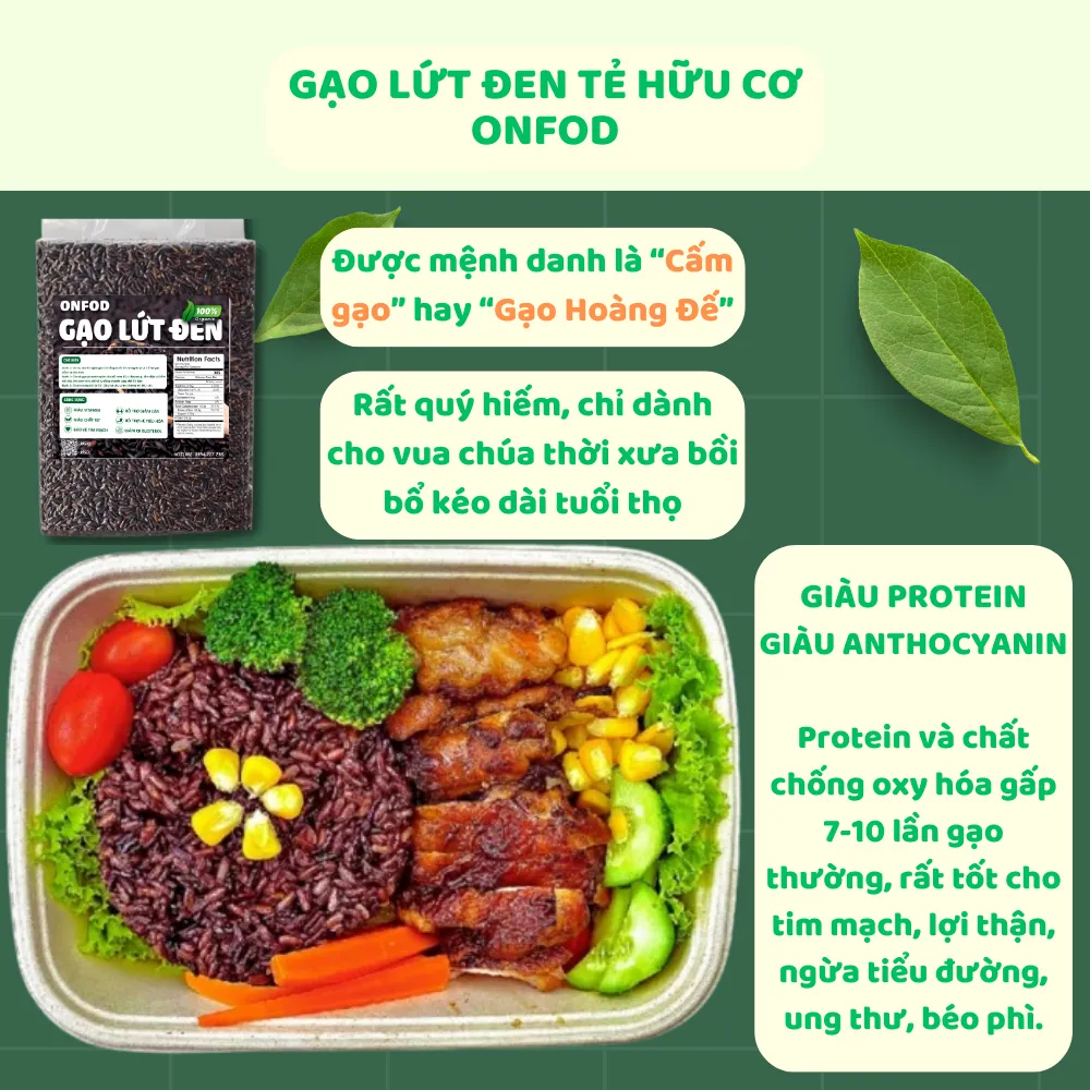 Ảnh Gạo lứt đen hữu cơ ăn kiêng giảm cân healthy eatclean thực dưỡng 500g 1kg - onfod 4