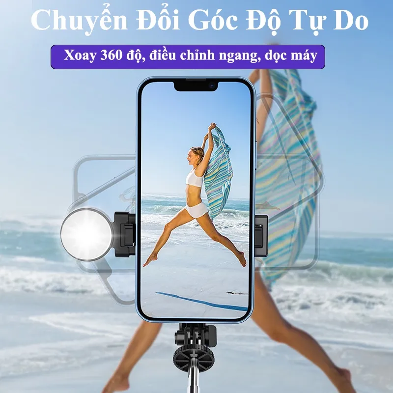 Ảnh Gậy Chụp Ảnh 3 Chân Có Đèn Selfie B11s- Tripod Điện Thoại Kéo Dài 110cm Dùng Chụp Hình Livestream Quay Video - HOLOCOM 3