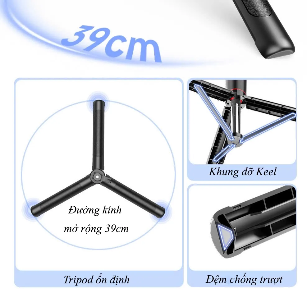 Ảnh Gậy Chụp Ảnh 3 Chân F210S F15 F16 Z165S, Chân Tripod Điện Thoại Đa Năng Có Đèn -HOLOCOM 2