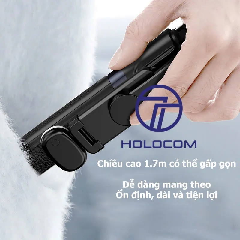 Ảnh Gậy chụp ảnh 3 chân selfie 1M75 kiêm tripod điện thoại quay video livestream có điều khiển từ xa - HOLOCOM 4