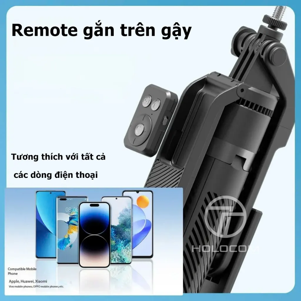 Ảnh Gậy Chụp Ảnh 4 Chân Selfie Kiêm Tripod A14 - Cây Chụp Hình, Gậy Quay Video HOLOCOM 3