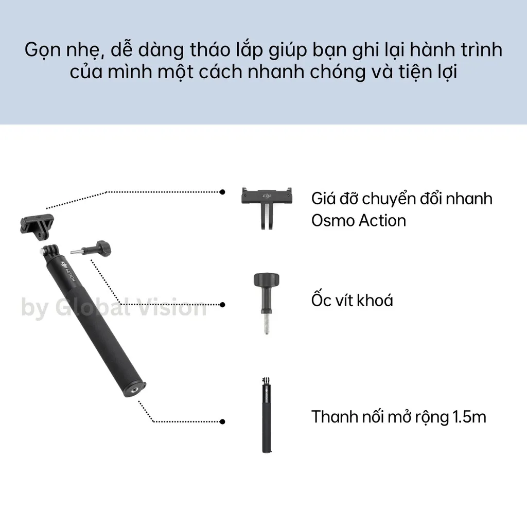 Ảnh Gậy chụp ảnh cầm tay nối dài 1.5m DJI dành cho Osmo Action camera hành động cao cấp chính hãng 3