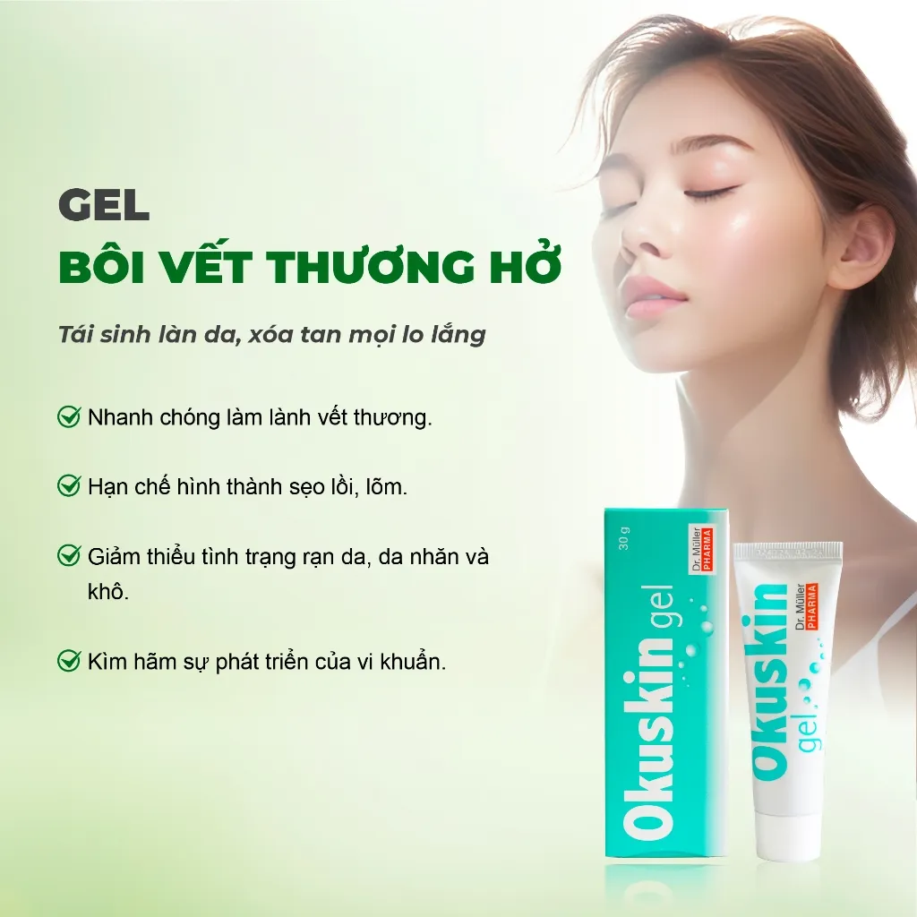Ảnh Gel bôi hỗ trợ mờ sẹo Okuskin 10g & 30g, bôi vết th**ng hở, xoá xăm, xoá nốt ruồi, sẹo hậu phẫu 2