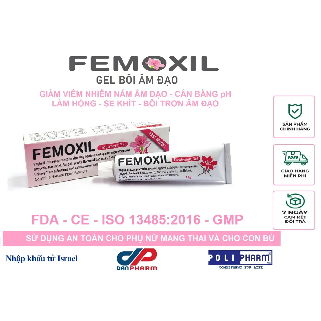Ảnh Gel bôi nấm ngứa vùng kín FEMOXIL, sạch sâu se khít, hồng hào tự nhiên nhập khẩp israel tuýp 25g 2