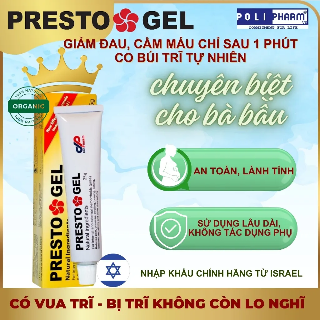 Ảnh Gel bôi trĩ Presto Gel - Nhập khẩu Israel - Tuýp 25g 1
