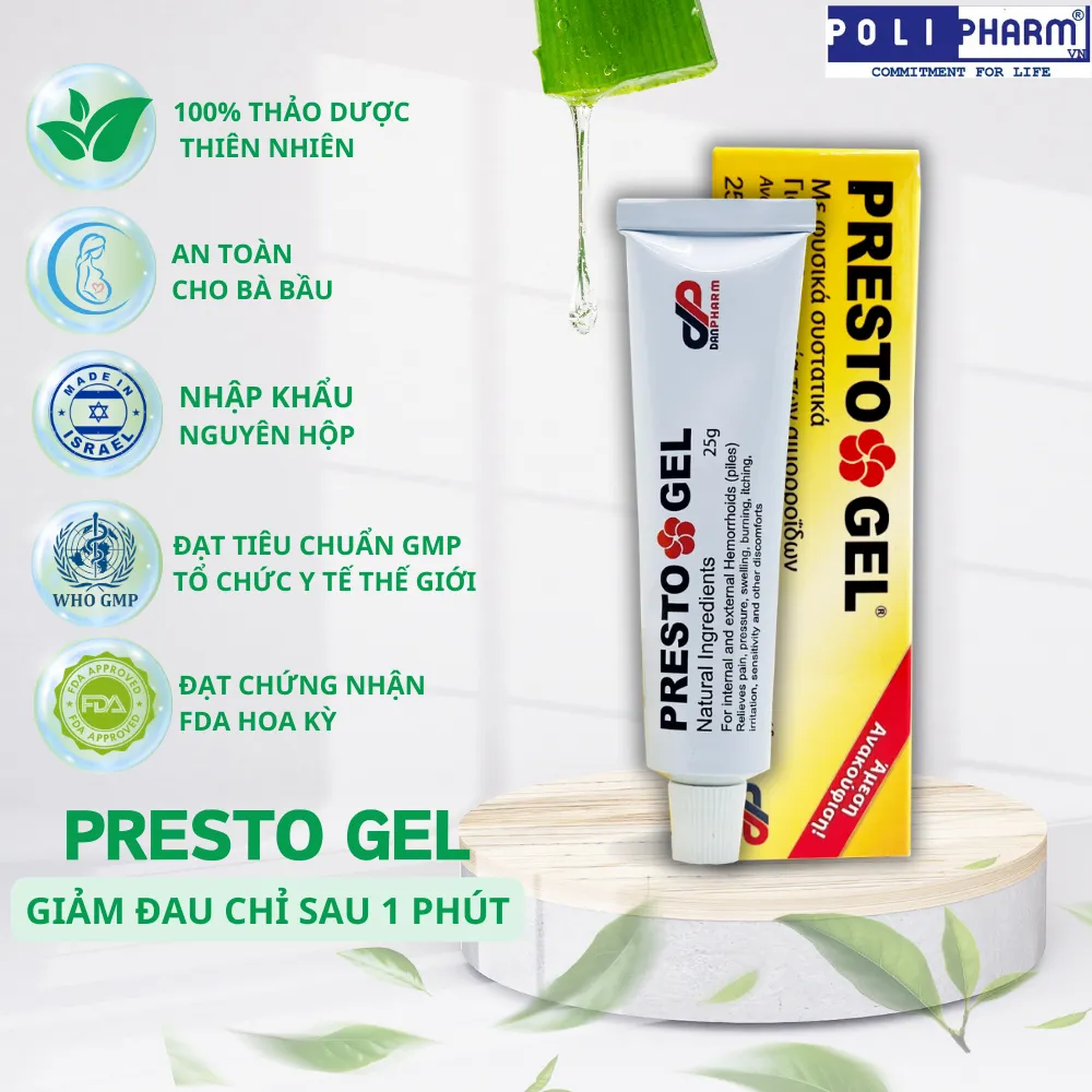 Ảnh Gel Bôi trĩ Presto nhập khẩu Danpharm- Israel, tuýp 25g 1