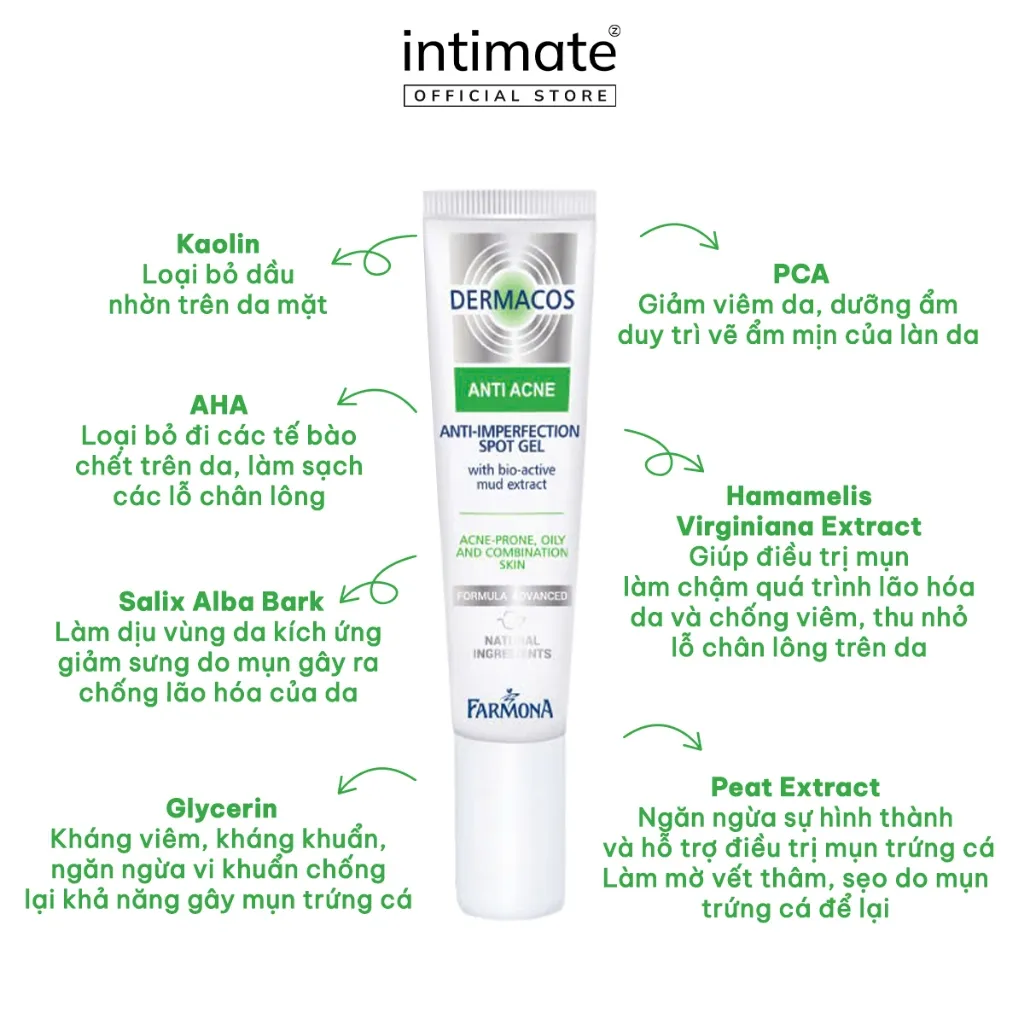 Ảnh Gel Chấm Mụn Dermacos Farmona Giúp Giảm Mụn Dịu Nhẹ Các Kích Ứng Da Dermacos Anti-Ance Anti Imperfection Spot Gel 15ML 1