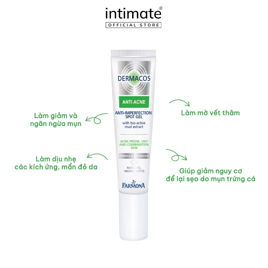 Ảnh Gel Chấm Mụn Dermacos Farmona Giúp Giảm Mụn Dịu Nhẹ Các Kích Ứng Da Dermacos Anti-Ance Anti Imperfection Spot Gel 15ML 2