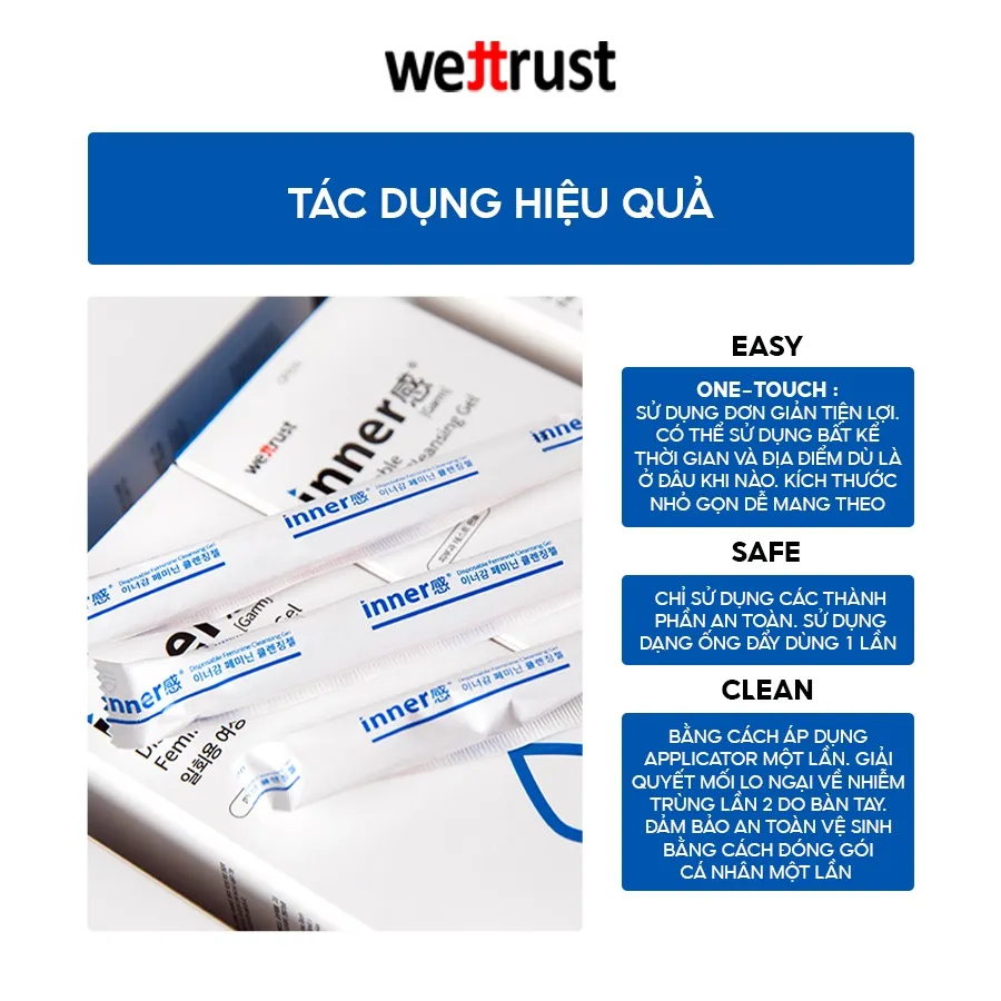 Ảnh Gel dưỡng vùng kín Phụ Nữ Wettrust Innergarm Feminine Cleansing Gel (Xanh) - Set 4