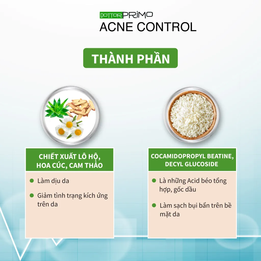 Ảnh Gel Rửa Mặt Giảm Mụn Dottorprimo Acne Control 3 In 1 Cleanser - Sữa Rửa Mặt Dành Cho Mọi Loại Da 2
