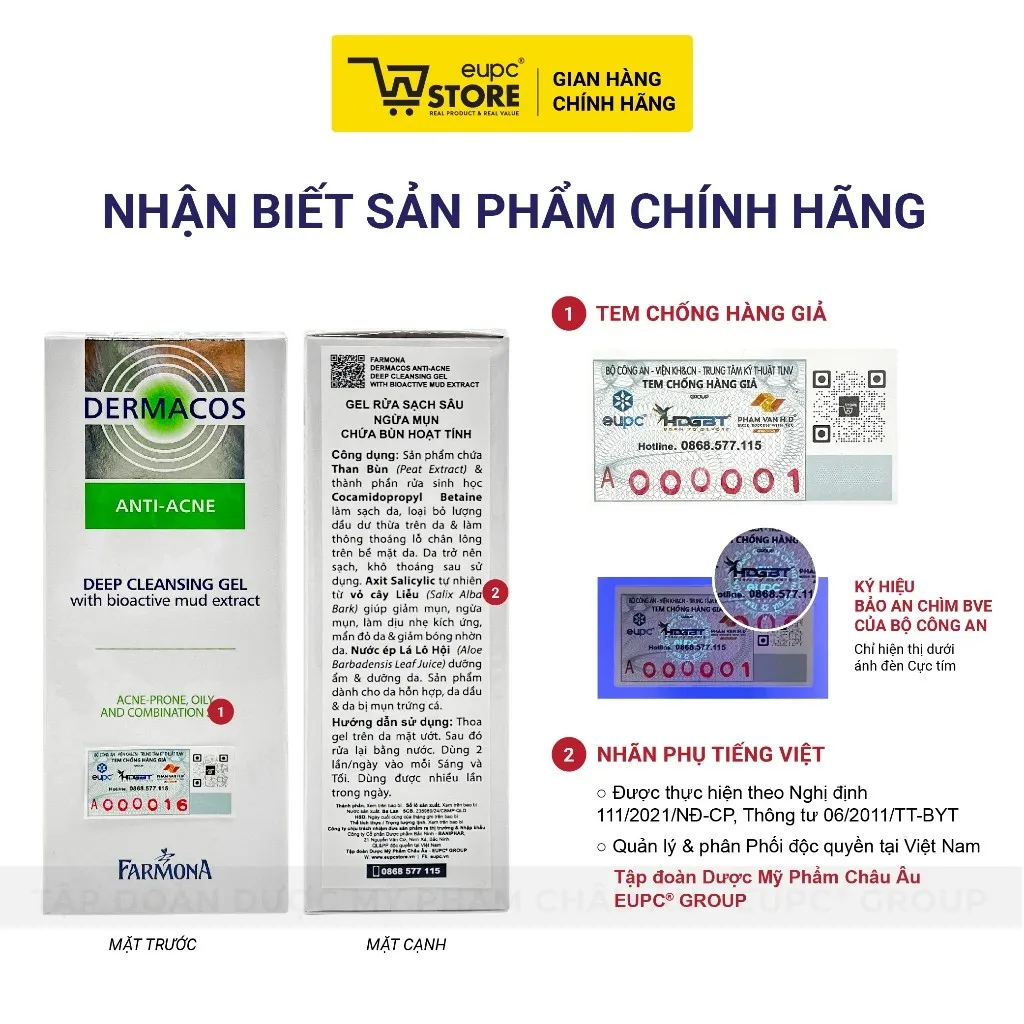 Ảnh Gel Rửa Sạch Sâu Giảm Mụn Chứa Bùn Hoạt Tính Farmona Dermacos Anti-Acne 150ml Cho Da Hỗn Hợp, Nhạy Cảm EUPC STORE 3