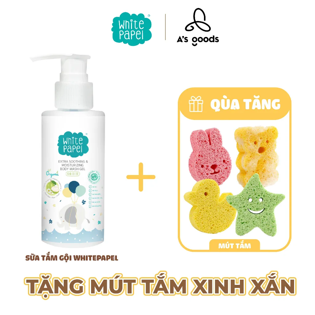 Ảnh Gel tắm Dịu Da và Dưỡng Ẩm Hữu Cơ Tự Nhiên Organic White Papel 250ml 1