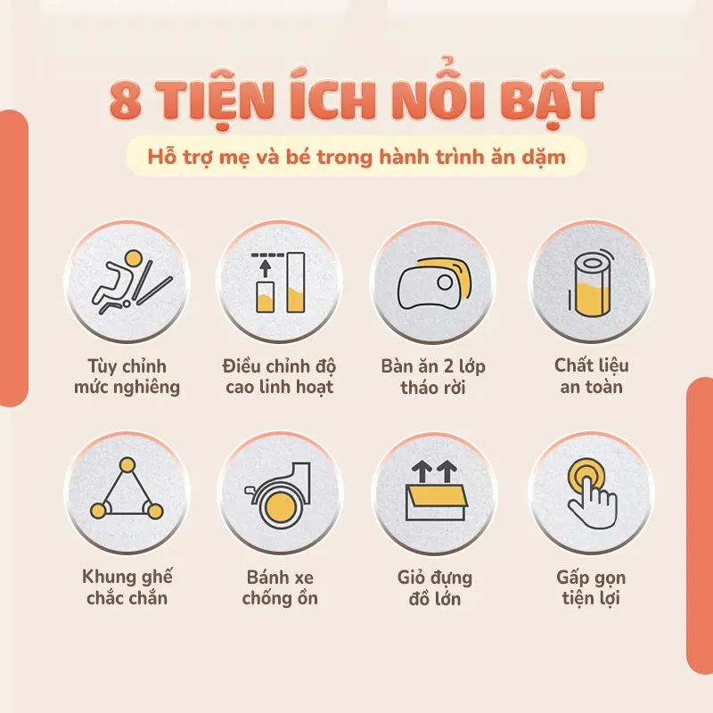 Ảnh Ghế ăn dặm đa năng cao cấp Chilux Grow V Upgrade - Có thể gấp gọn - Bánh xe chống ồn 1