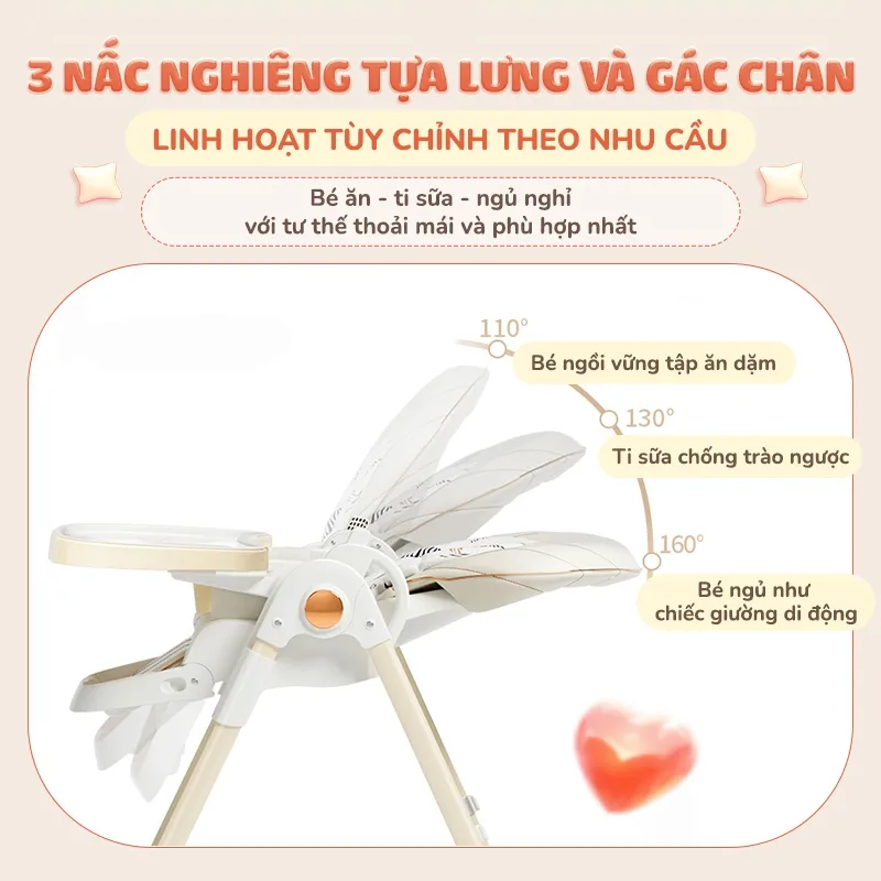 Ảnh Ghế ăn dặm đa năng cao cấp Chilux Grow V Upgrade - Có thể gấp gọn - Bánh xe chống ồn 2