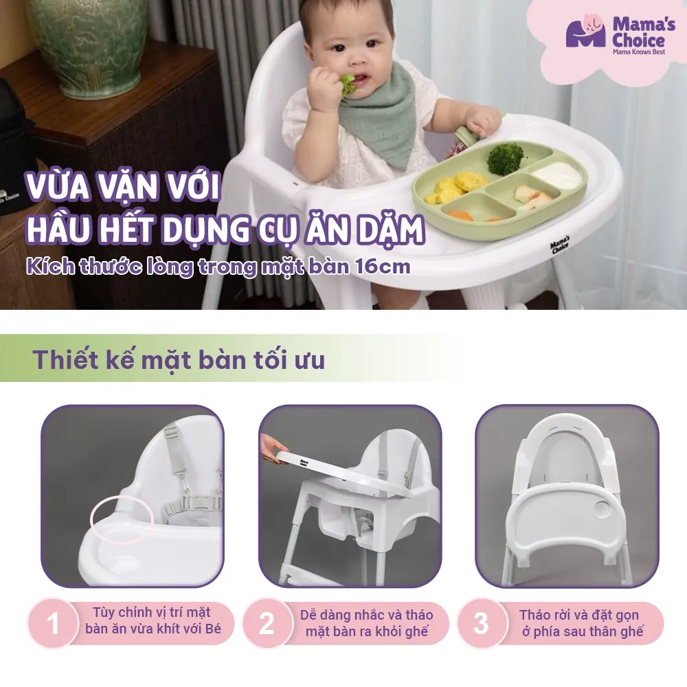 Ảnh Ghế Ăn Dặm Mama's Choice, Ghế Cho Bé Tập Ăn Dặm, Kiểu Dáng Chắc Chắn Dễ Tháo Lắp và Vệ Sinh 3