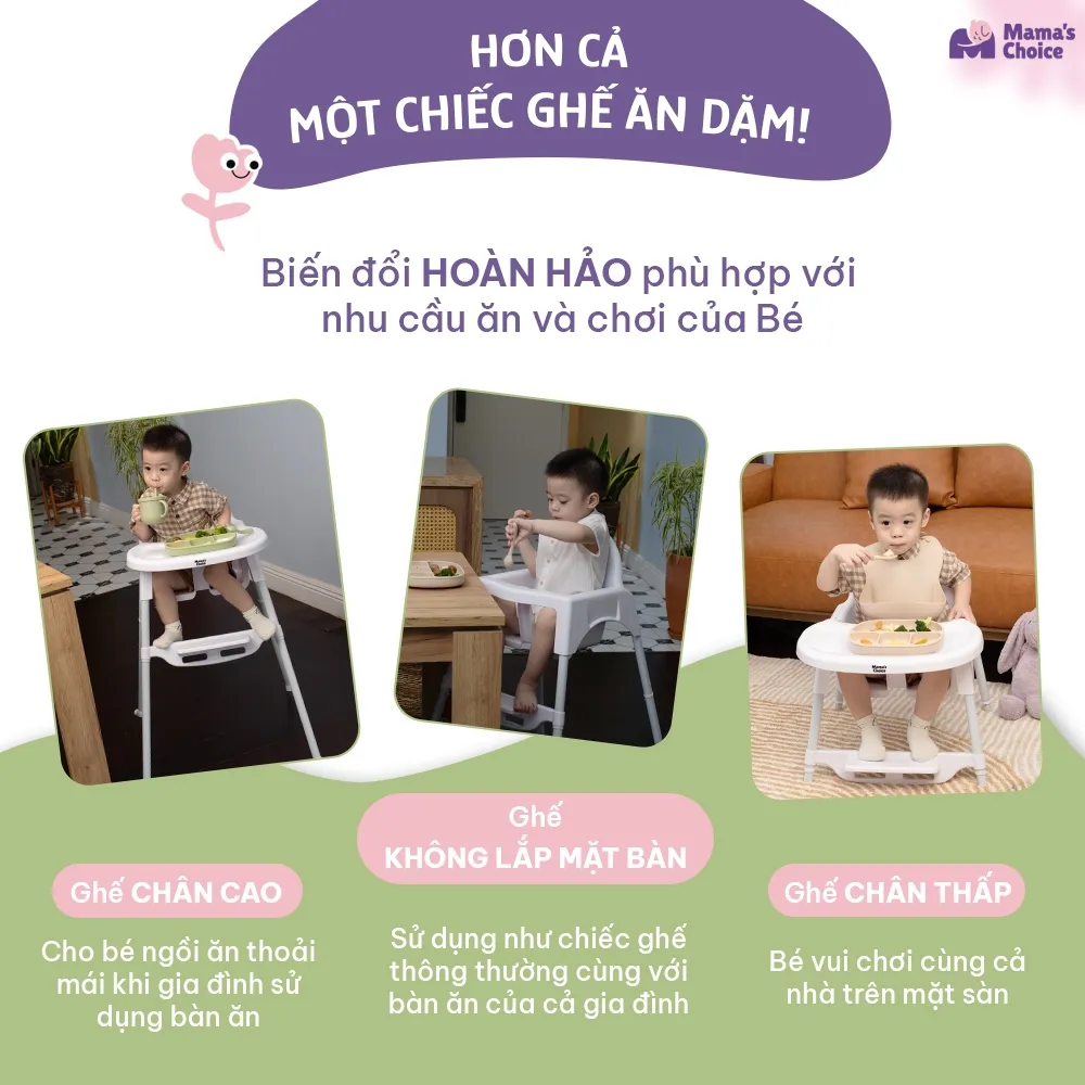 Ảnh Ghế Ăn Dặm Mama's Choice, Ghế Cho Bé Tập Ăn Dặm, Kiểu Dáng Chắc Chắn Dễ Tháo Lắp và Vệ Sinh 4