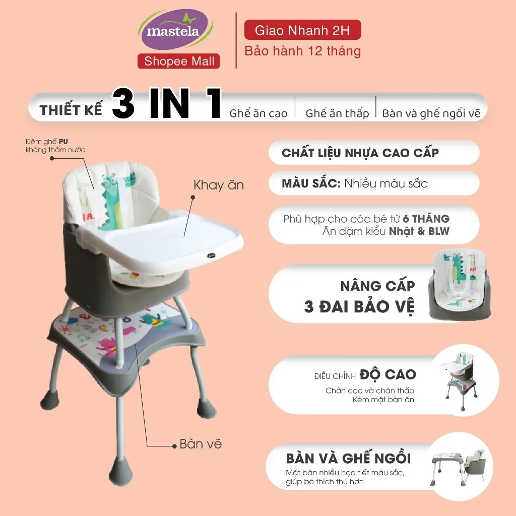 Đánh Giá Ghế Ăn Dặm Mastela 1016 Đa Năng 3 in 1: Có Tốt Không? Mua Ở Đâu?