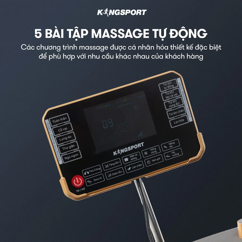 Ảnh Ghế massage KINGSPORT G77 New màu sắc hiện đại, tích hợp điều khiển bằng giọng nói, khung ghế rộng rãi và thoải mái 4
