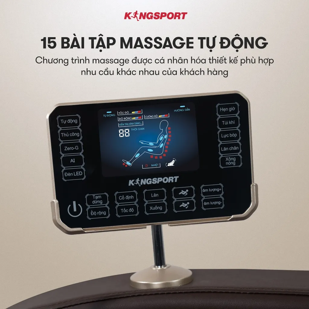 Ảnh Ghế massage KINGSPORT G91 cao cấp con lăn 3D, chế độ quét cơ thể thông minh túi khí massage chân cao 4