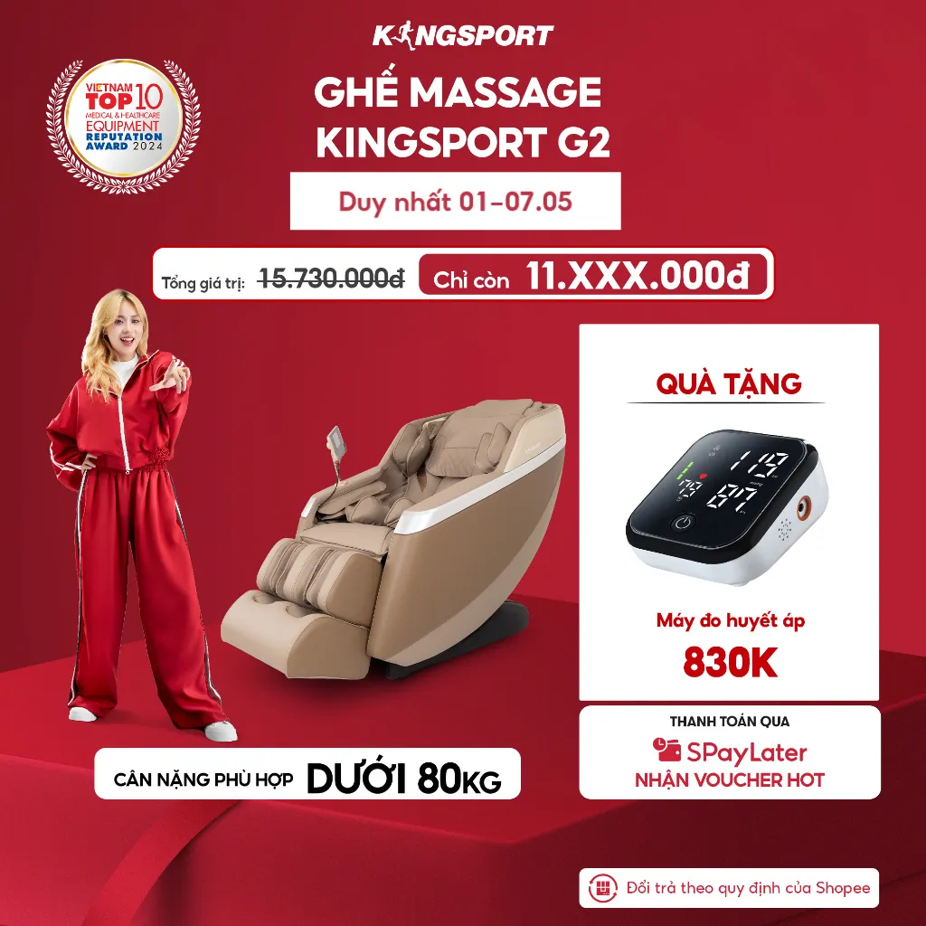 Ảnh Ghế massage KINGSPORT Standard G2 con lăn di chuyển cổ vai, thiết kế hiện đại 2024, khung ghế rộng rãi và thoải mái 1