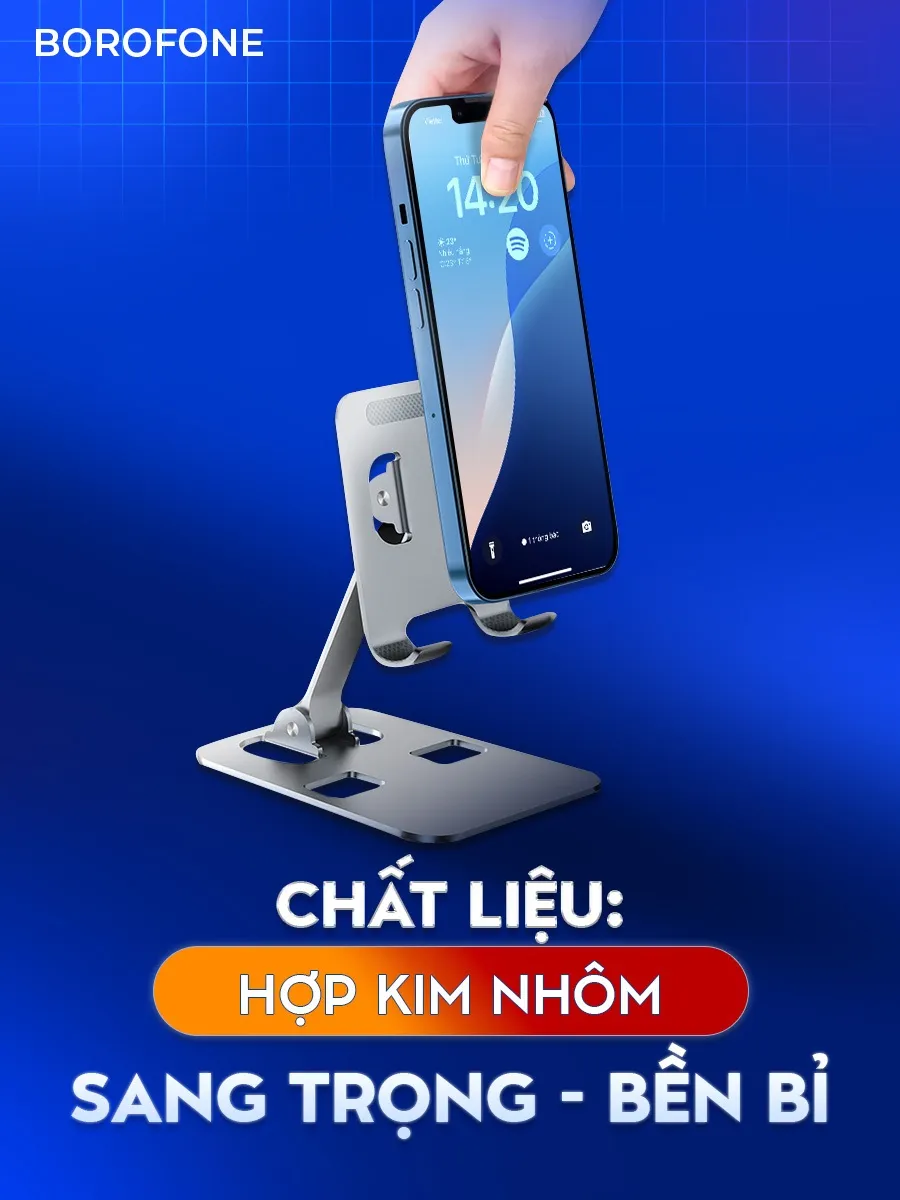 Giá Đỡ Điện Thoại Máy Tính Bảng Borofone G03 Hợp Kim Nhôm Gấp Gọn - Bền Đẹp, Tiện Lợi Chỉ 45K