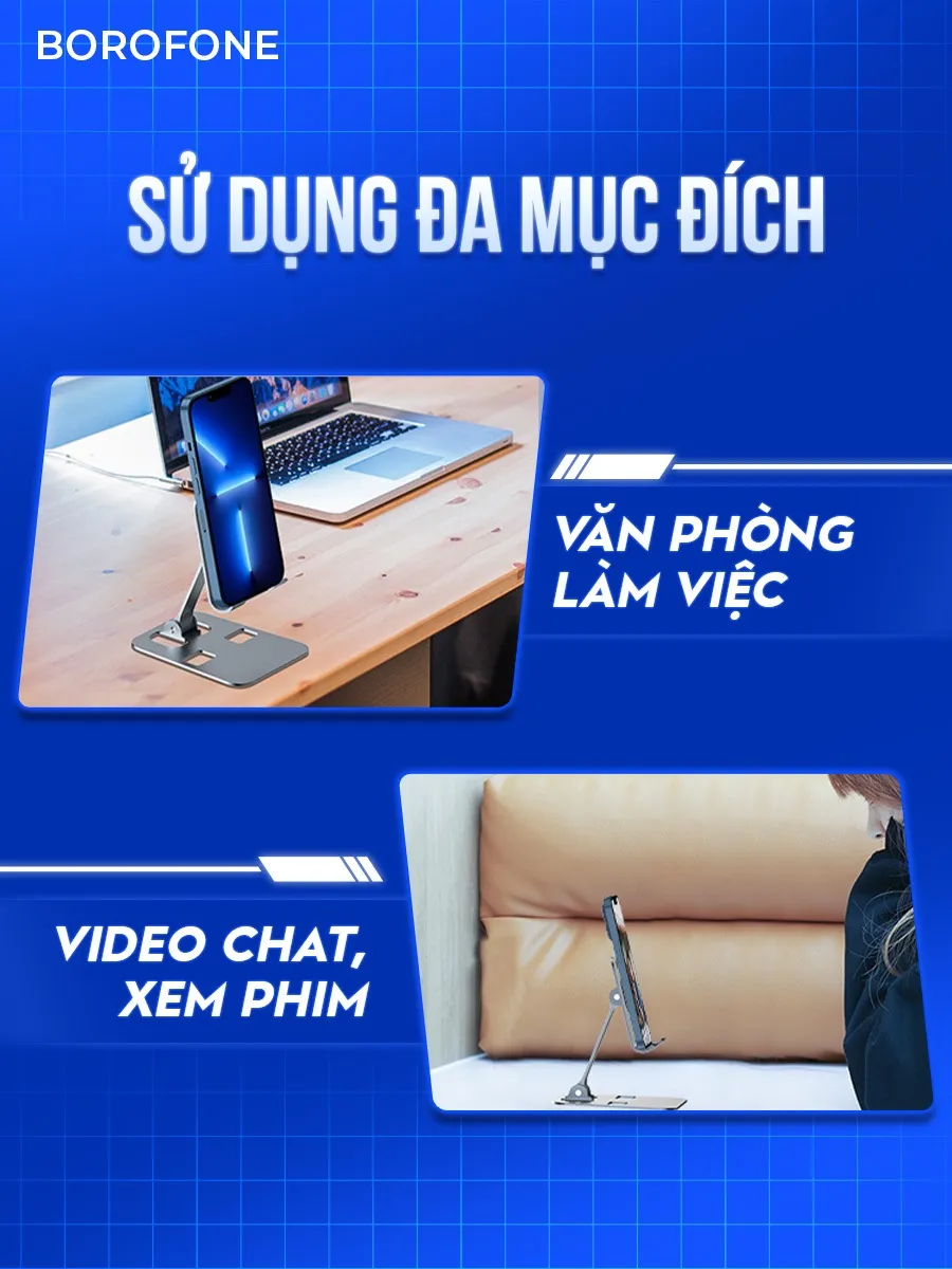 Ảnh Giá đỡ điện thoại máy tính bảng Borofone G03 hợp kim nhôm dành cho iphone ipad android tablet dưới 12inch có thể gấp gọn 2