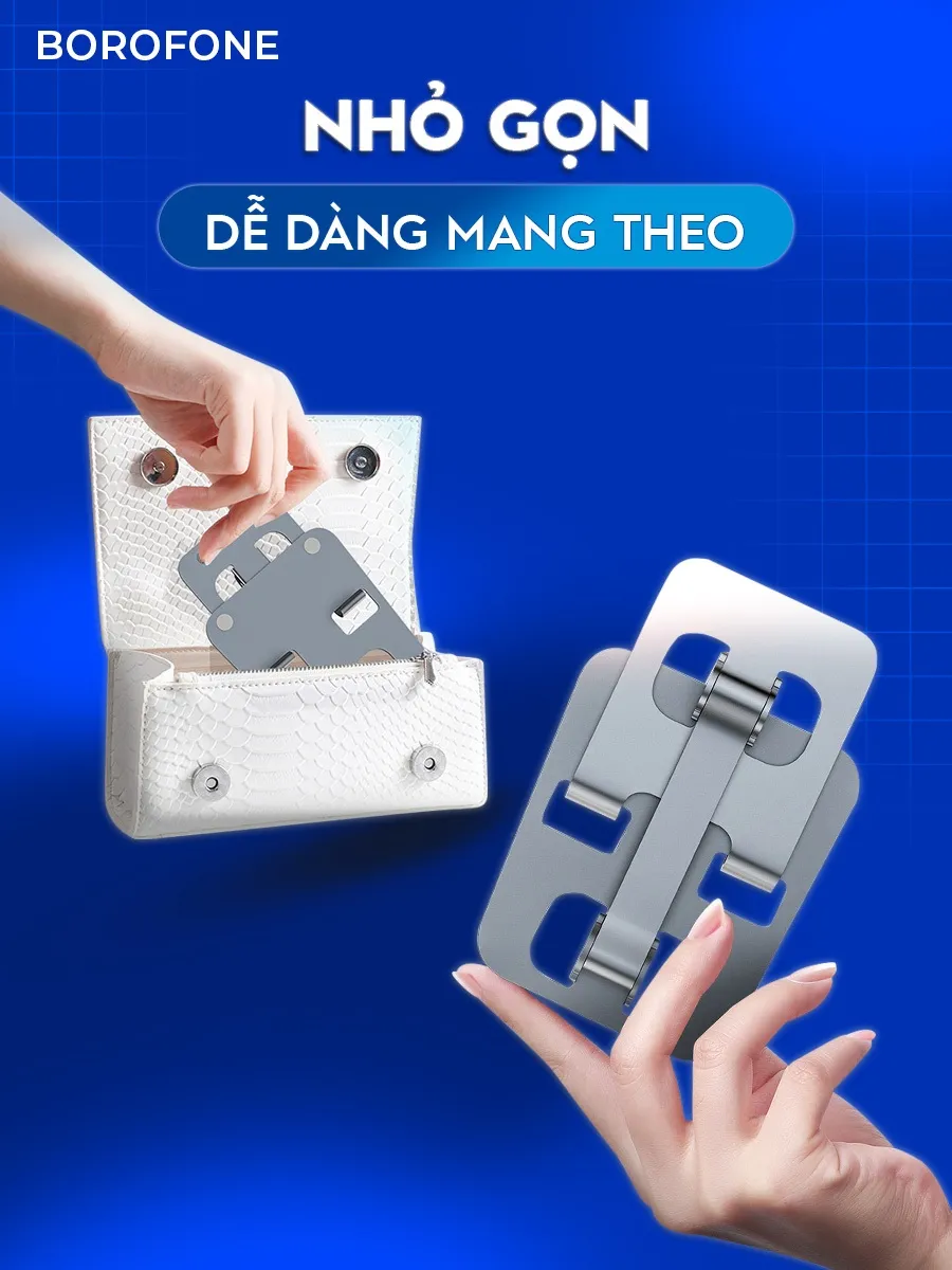 Ảnh Giá đỡ điện thoại máy tính bảng Borofone G03 hợp kim nhôm dành cho iphone ipad android tablet dưới 12inch có thể gấp gọn 3