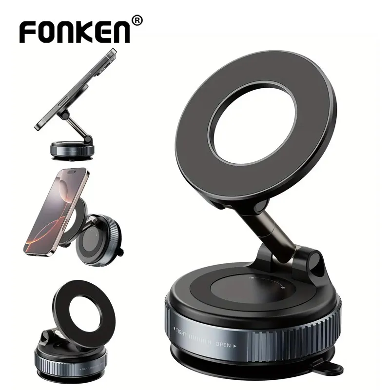 Ảnh Giá đỡ điện thoại ô tô từ tính Fonken Cốc hút chân không 360° Giá đỡ điện thoại có thể gập lại có thể xoay được Thích hợp cho điện thoại thông minh 2