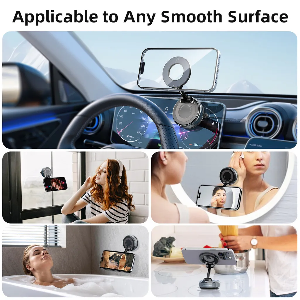 Ảnh Giá đỡ điện thoại ô tô từ tính Fonken Cốc hút chân không 360° Giá đỡ điện thoại có thể gập lại có thể xoay được Thích hợp cho điện thoại thông minh 3